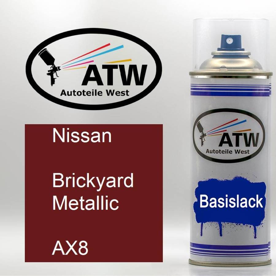 Nissan, Brickyard Metallic, AX8: 400ml Sprühdose, von ATW Autoteile West.